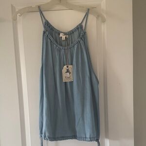 Easel Chambray Blue Drawstring-Hem Camisole- Tencel fabric